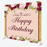 Aperturee - Aperturee Pink And Red Rose Gold Fabric Backdrop Cover for Birthday